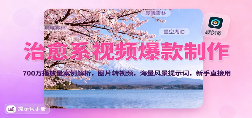 治愈系视频爆款制作，700万播放量案例解析，图片转视频，海量风景提示词，新手直接用力繁信息站-闲云创业网-老谢轻创网-中创网-福缘网-冒泡网-资源之家-魔方项目库力繁信息站