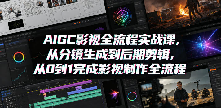 AIGC影视全流程实战课,从分镜生成到后期剪辑,从0到1完成影视制作全流程力繁信息站-闲云创业网-老谢轻创网-中创网-福缘网-冒泡网-资源之家-魔方项目库力繁信息站