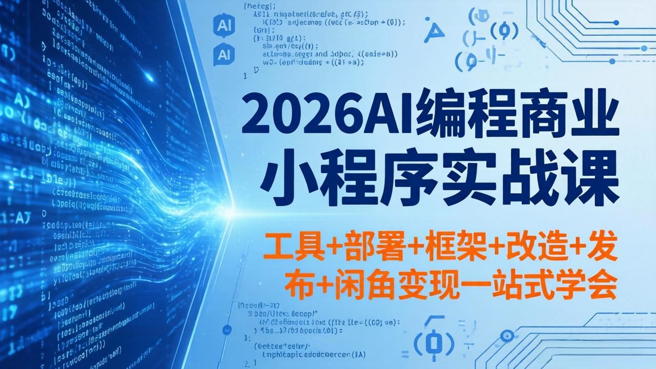 2026AI编程商业小程序实战课，工具+部署+框架+改造+发布+闲鱼变现一站式学会力繁信息站-闲云创业网-老谢轻创网-中创网-福缘网-冒泡网-资源之家-魔方项目库力繁信息站