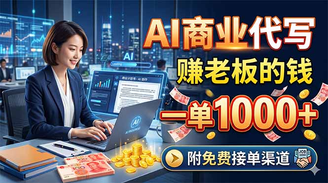 AI商业代写,赚老板的钱,一单1000+,附免费接单渠道力繁信息站-闲云创业网-老谢轻创网-中创网-福缘网-冒泡网-资源之家-魔方项目库力繁信息站