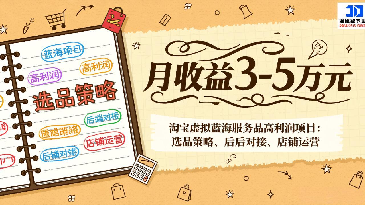 淘宝虚拟蓝海服务品高利润项目：选品策略、后端对接、店铺运营，月收益可达3-5万元力繁信息站-闲云创业网-老谢轻创网-中创网-福缘网-冒泡网-资源之家-魔方项目库力繁信息站