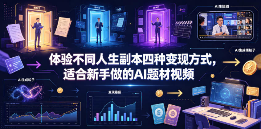 体验不同人生副本四种变现方式，适合新手做的AI题材视频力繁信息站-闲云创业网-老谢轻创网-中创网-福缘网-冒泡网-资源之家-魔方项目库力繁信息站