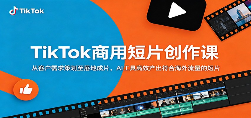 TikTok商用短片创作课:从客户需求策划至落地成片,AI工具高效产出符合海外流量的短片力繁信息站-闲云创业网-老谢轻创网-中创网-福缘网-冒泡网-资源之家-魔方项目库力繁信息站