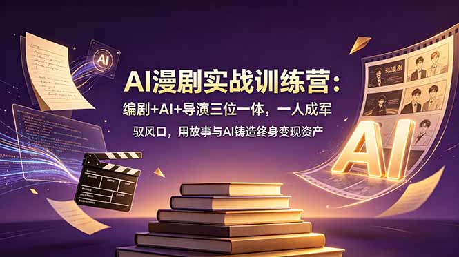 AI漫剧实战训练营：编剧+AI+导演三位一体，一人成军 驭风口，用故事与AI铸造终身变现资产力繁信息站-闲云创业网-老谢轻创网-中创网-福缘网-冒泡网-资源之家-魔方项目库力繁信息站