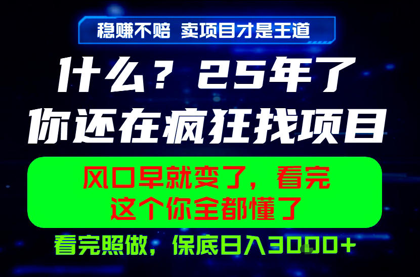 26年,请不要疯狂的找项目做了!卖项目才是真的稳賺不赔,看完照做,保底日入1k+【揭秘】力繁信息站-闲云创业网-老谢轻创网-中创网-福缘网-冒泡网-资源之家-魔方项目库力繁信息站