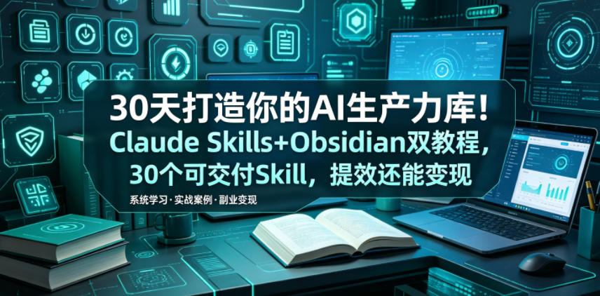 30天打造你的AI生产力库!Claude Skills+Obsidian 双教程,30 个可交付 Skill,提效还能变现力繁信息站-闲云创业网-老谢轻创网-中创网-福缘网-冒泡网-资源之家-魔方项目库力繁信息站