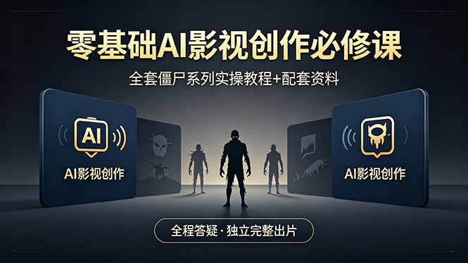 零基础AI影视创作必修课，全套僵尸系列实操教程加配套资料，全程答疑带你独立完整出片力繁信息站-闲云创业网-老谢轻创网-中创网-福缘网-冒泡网-资源之家-魔方项目库力繁信息站