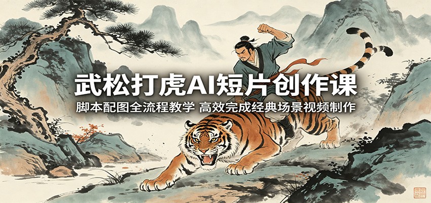 武松打虎AI短片创作课：脚本配图全流程教学，高效完成经典场景视频制作力繁信息站-闲云创业网-老谢轻创网-中创网-福缘网-冒泡网-资源之家-魔方项目库力繁信息站