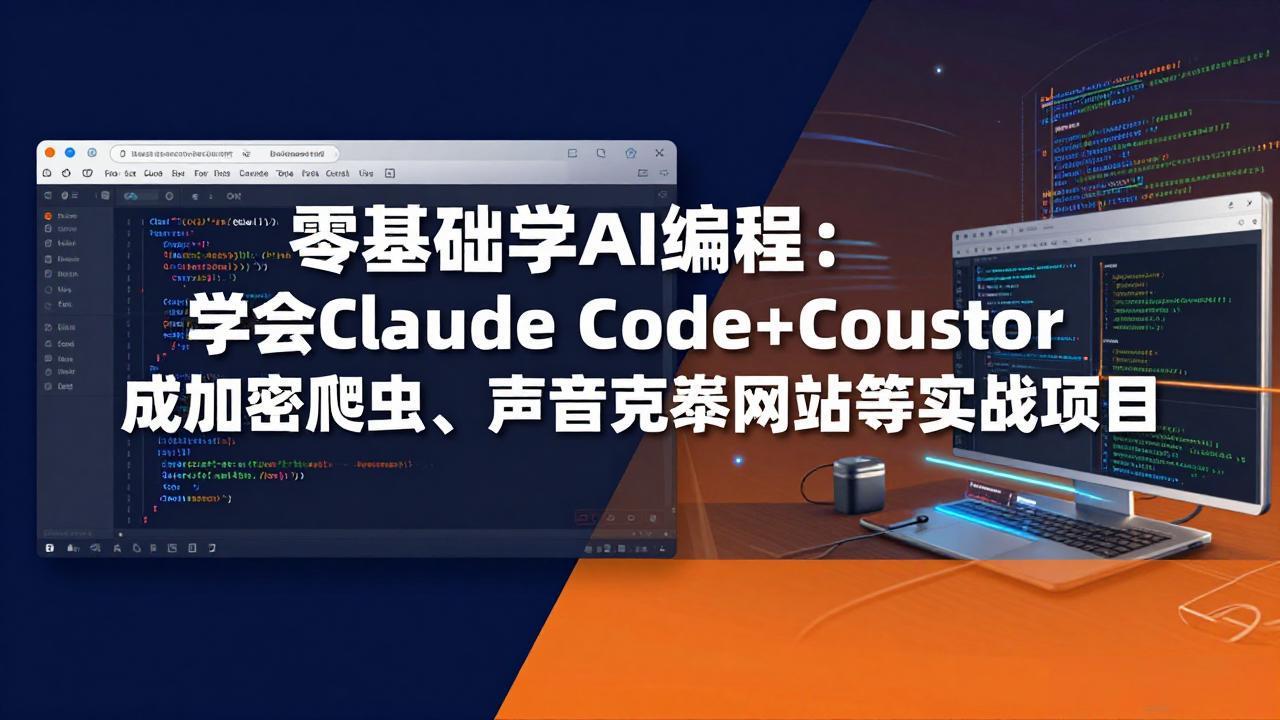 零基础学AI编程：学会Claude Code+Cursor完成加密爬虫、声音克隆网站等实战项目力繁信息站-闲云创业网-老谢轻创网-中创网-福缘网-冒泡网-资源之家-魔方项目库力繁信息站