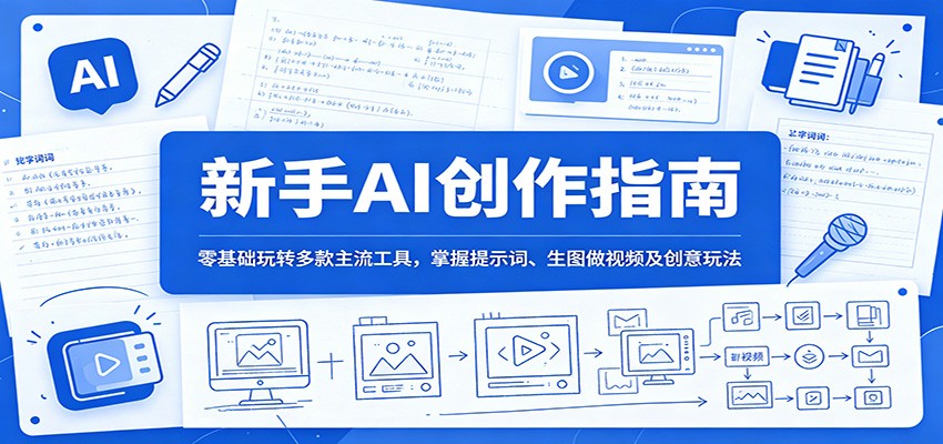 新手AI创作指南:零基础玩转多款主流工具,掌握提示词、生图做视频及创意玩法力繁信息站-闲云创业网-老谢轻创网-中创网-福缘网-冒泡网-资源之家-魔方项目库力繁信息站