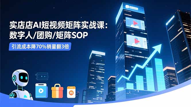 实体店AI短视频矩阵实战课：数字人/团购/矩阵SOP，引流成本降70%销量翻3倍力繁信息站-闲云创业网-老谢轻创网-中创网-福缘网-冒泡网-资源之家-魔方项目库力繁信息站