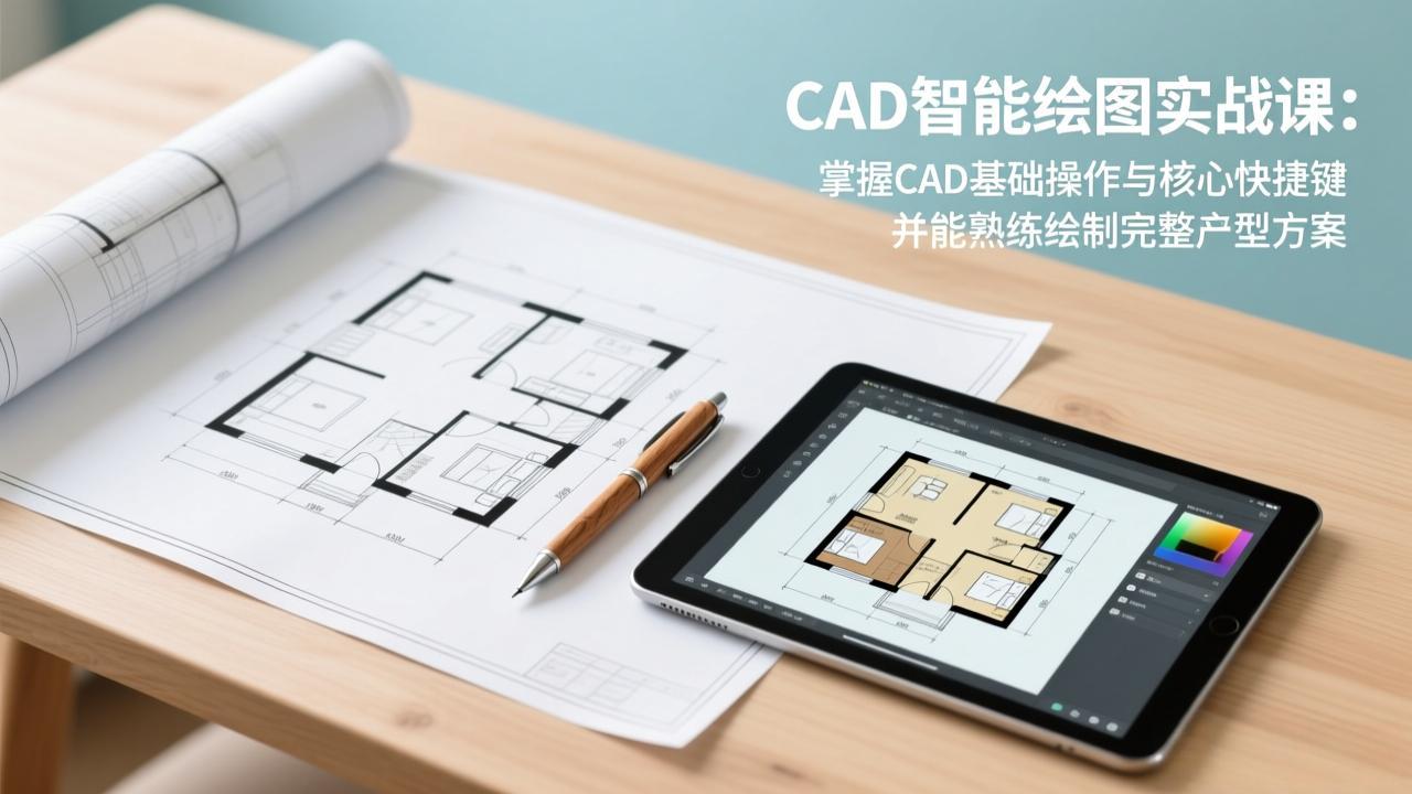 CAD智能绘图实战课：掌握CAD基础操作与核心快捷键，并能熟练绘制完整户型方案力繁信息站-闲云创业网-老谢轻创网-中创网-福缘网-冒泡网-资源之家-魔方项目库力繁信息站