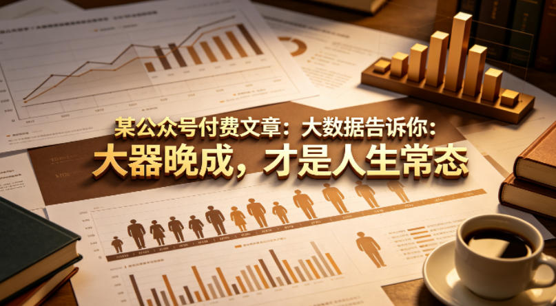 某公众号付费文章：大数据告诉你：大器晚成，才是人生常态力繁信息站-闲云创业网-老谢轻创网-中创网-福缘网-冒泡网-资源之家-魔方项目库力繁信息站