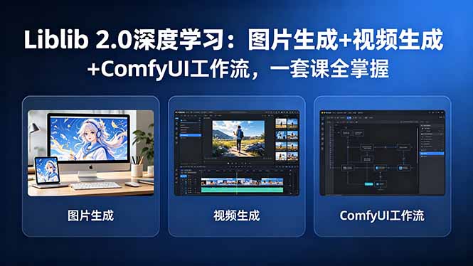 Liblib 2.0深度学习：图片生成+视频生成+ComfyUI工作流，一套课全掌握力繁信息站-闲云创业网-老谢轻创网-中创网-福缘网-冒泡网-资源之家-魔方项目库力繁信息站