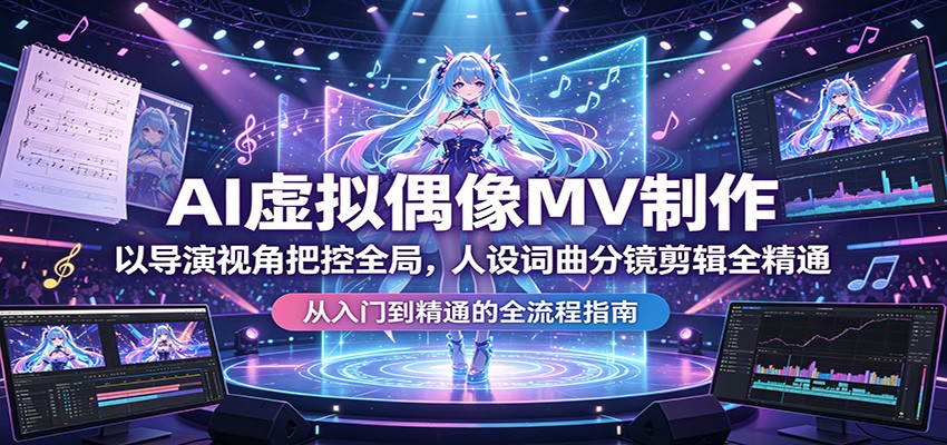 AI虚拟偶像MV制作：以导演视角把控全局，人设词曲分镜剪辑全精通力繁信息站-闲云创业网-老谢轻创网-中创网-福缘网-冒泡网-资源之家-魔方项目库力繁信息站
