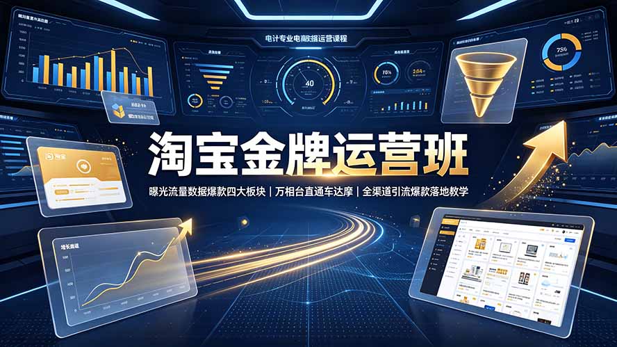 淘宝金牌运营班-7月：曝光流量数据爆款四大板块｜万相台直通车达摩｜全渠道引流爆款落地教学力繁信息站-闲云创业网-老谢轻创网-中创网-福缘网-冒泡网-资源之家-魔方项目库力繁信息站