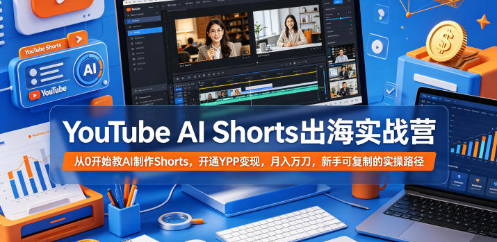 YouTube AI Shorts出海实战营,从0开始教AI制作Shorts,开通YPP变现,月入万刀,新手可复制的实操路径力繁信息站-闲云创业网-老谢轻创网-中创网-福缘网-冒泡网-资源之家-魔方项目库力繁信息站