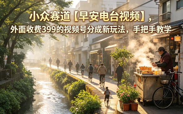 小众赛道【早安电台视频】,外面收费399的视频号分成新玩法,手把手教学力繁信息站-闲云创业网-老谢轻创网-中创网-福缘网-冒泡网-资源之家-魔方项目库力繁信息站