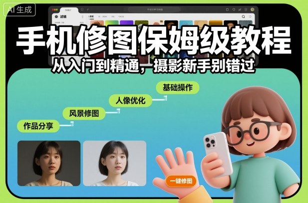 手机修图保姆级教程,从入门到精通,摄影新手别错过力繁信息站-闲云创业网-老谢轻创网-中创网-福缘网-冒泡网-资源之家-魔方项目库力繁信息站