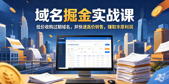 域名交易掘金实战课,低价收购过期域名,并快速高价转售,賺取丰厚利润【原创双语字幕】力繁信息站-闲云创业网-老谢轻创网-中创网-福缘网-冒泡网-资源之家-魔方项目库力繁信息站