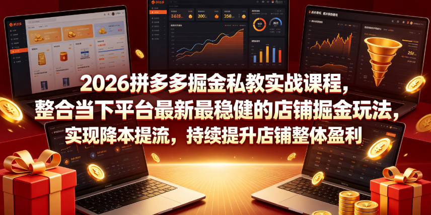 2026拼多多掘金私教实战课程，整合当下平台最新最稳健的店铺掘金玩法，实现降本提流，持续提升店铺整体盈利力繁信息站-闲云创业网-老谢轻创网-中创网-福缘网-冒泡网-资源之家-魔方项目库力繁信息站