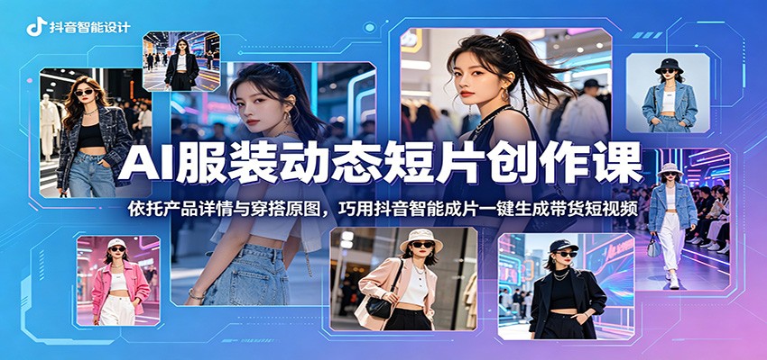 AI服装动态短片创作课:依托产品详情与穿搭原图,巧用抖音智能成片一键生成带货短视频力繁信息站-闲云创业网-老谢轻创网-中创网-福缘网-冒泡网-资源之家-魔方项目库力繁信息站