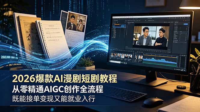2026 爆款 AI 漫剧短剧教程 从零精通 AIGC 创作全流程 既能接单变现又能就业入行力繁信息站-闲云创业网-老谢轻创网-中创网-福缘网-冒泡网-资源之家-魔方项目库力繁信息站