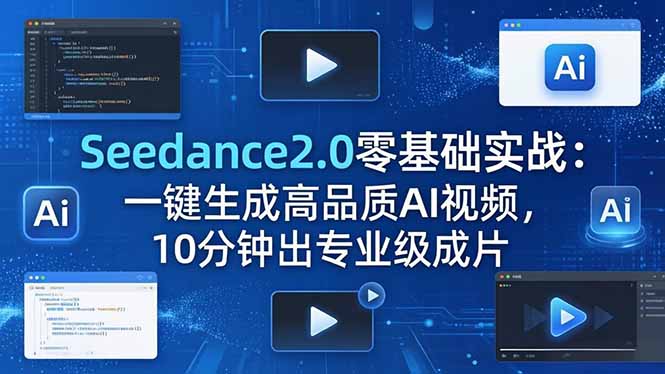 Seedance2.0零基础实战：一键生成高品质AI视频，10分钟出专业级成片力繁信息站-闲云创业网-老谢轻创网-中创网-福缘网-冒泡网-资源之家-魔方项目库力繁信息站
