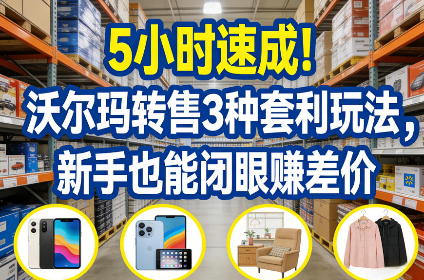 5小时速成！沃尔玛转售3种套利玩法，新手也能闭眼賺差价力繁信息站-闲云创业网-老谢轻创网-中创网-福缘网-冒泡网-资源之家-魔方项目库力繁信息站