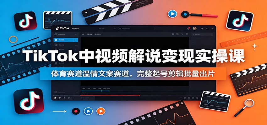 TikTok中视频解说变现实操课：体育赛道温情文案赛道，完整起号剪辑批量出片力繁信息站-闲云创业网-老谢轻创网-中创网-福缘网-冒泡网-资源之家-魔方项目库力繁信息站