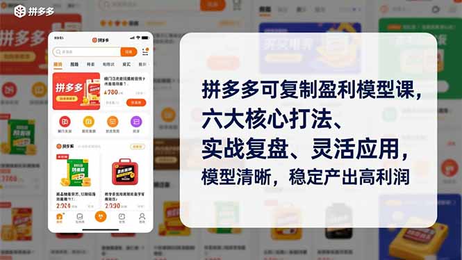 拼多多可复制盈利模型课，六大核心打法、实战复盘、灵活应用，模型清晰，稳定产出高利润力繁信息站-闲云创业网-老谢轻创网-中创网-福缘网-冒泡网-资源之家-魔方项目库力繁信息站