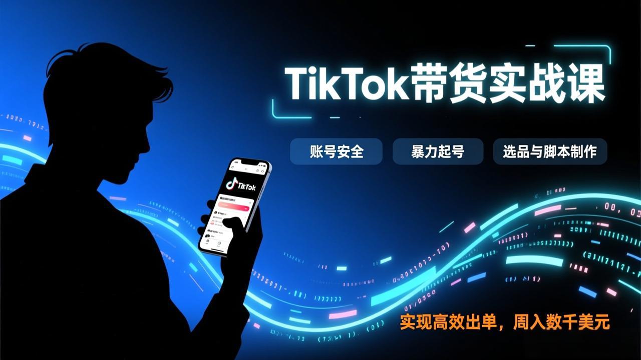 TikTok带货实战课，涵盖账号安全、暴力起号、选品与脚本制作，实现高效出单，周入数千美元力繁信息站-闲云创业网-老谢轻创网-中创网-福缘网-冒泡网-资源之家-魔方项目库力繁信息站