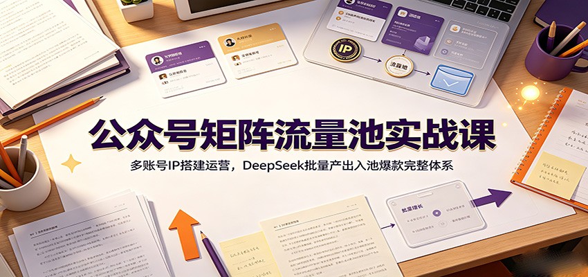 公众号矩阵流量池实战课：多账号IP搭建运营，DeepSeek批量产出入池爆款完整体系力繁信息站-闲云创业网-老谢轻创网-中创网-福缘网-冒泡网-资源之家-魔方项目库力繁信息站