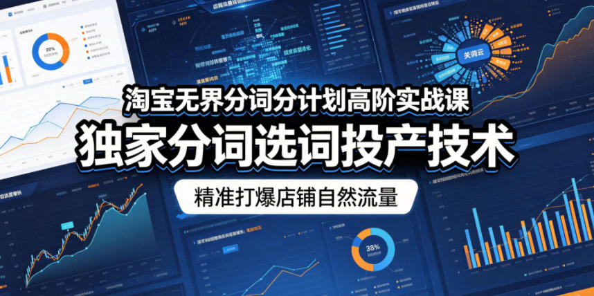 淘宝无界分词分计划高阶实战课,独家分词选词投产技术,精准打爆店铺自然流量力繁信息站-闲云创业网-老谢轻创网-中创网-福缘网-冒泡网-资源之家-魔方项目库力繁信息站