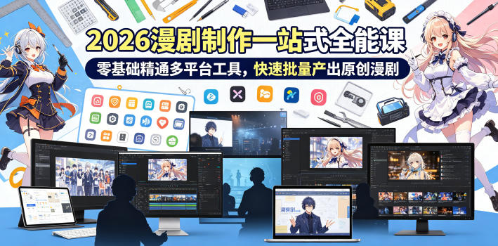 2026 AI漫剧制作一站式全能课,零基础精通多平台工具,快速批量产出原创漫剧力繁信息站-闲云创业网-老谢轻创网-中创网-福缘网-冒泡网-资源之家-魔方项目库力繁信息站
