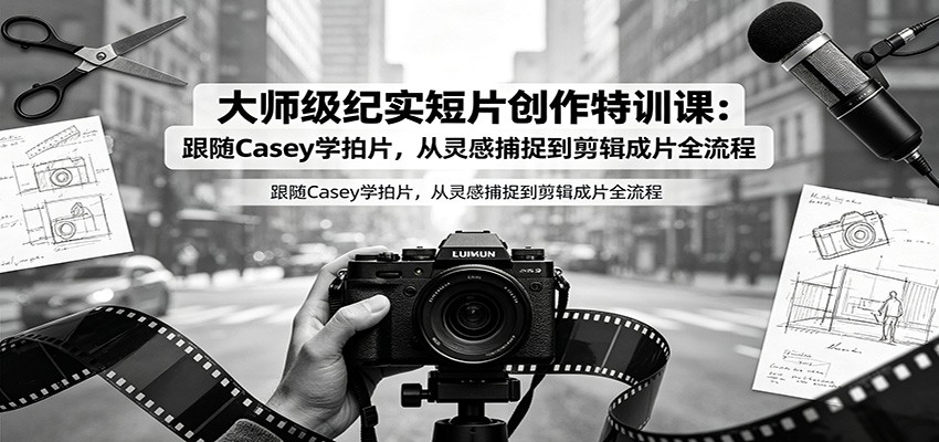 大师级纪实短片创作特训课:跟随Casey学拍片,从灵感捕捉到剪辑成片全流程力繁信息站-闲云创业网-老谢轻创网-中创网-福缘网-冒泡网-资源之家-魔方项目库力繁信息站