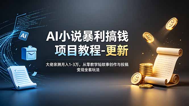 AI小说暴利搞钱项目教程-更新，大佬亲测月入1-3万，从零教学短故事创作与投稿变现全套玩法力繁信息站-闲云创业网-老谢轻创网-中创网-福缘网-冒泡网-资源之家-魔方项目库力繁信息站