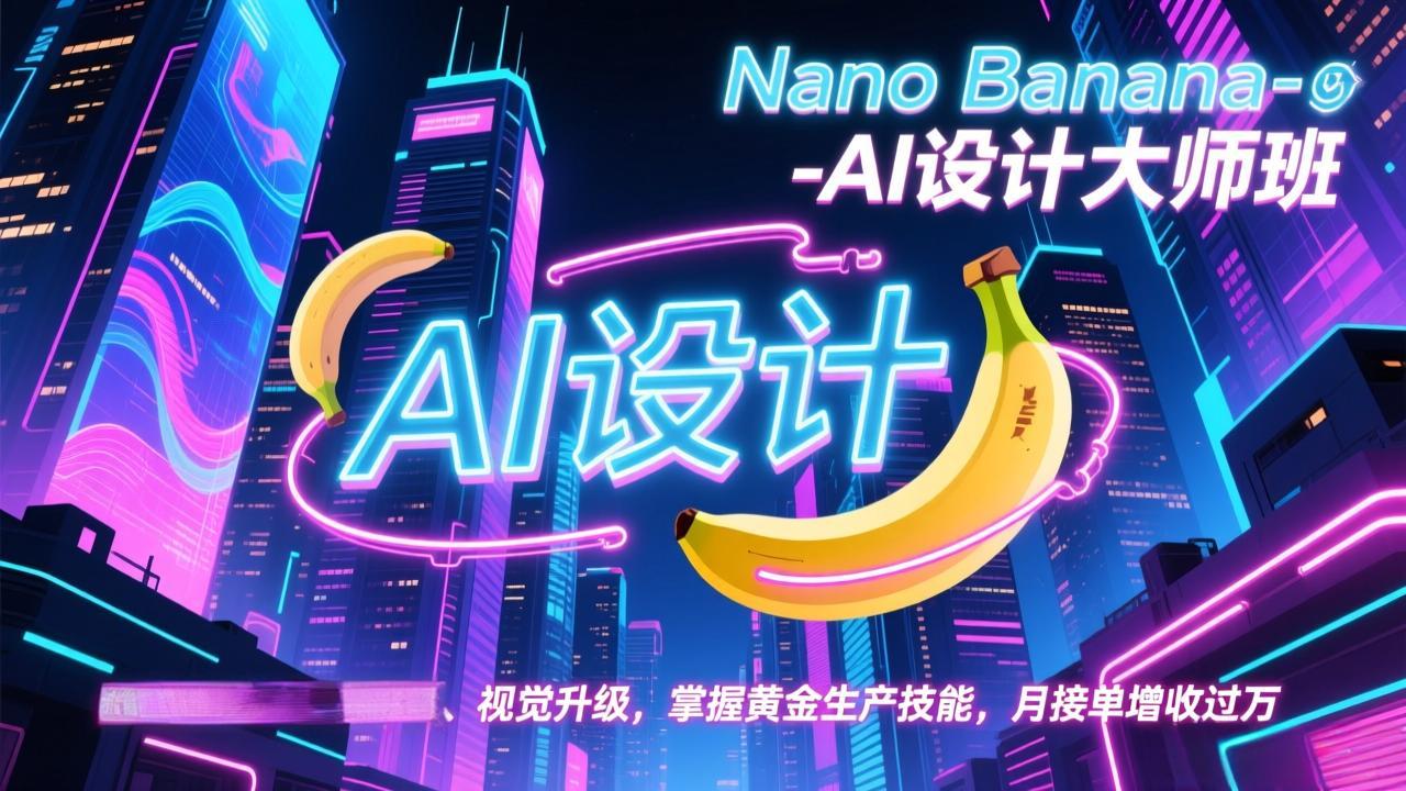 Nano Banana-AI设计大师班，修图合成、广告创作、视觉升级，掌握黄金生产技能，月接单增收过万力繁信息站-闲云创业网-老谢轻创网-中创网-福缘网-冒泡网-资源之家-魔方项目库力繁信息站