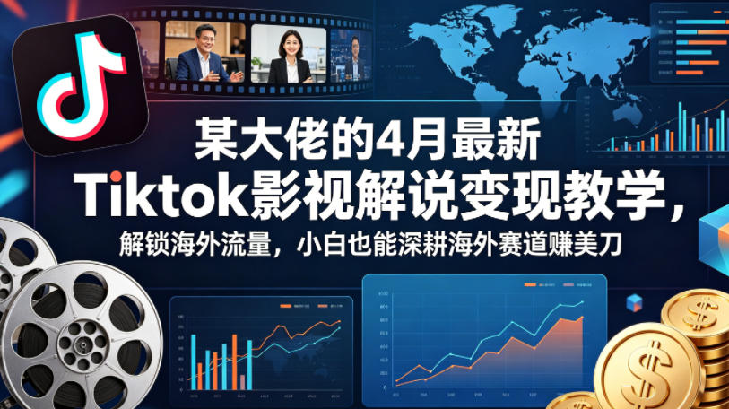 某大佬的4月最新Tiktok影视解说变现教学，解锁海外流量，小白也能深耕海外赛道賺美刀力繁信息站-闲云创业网-老谢轻创网-中创网-福缘网-冒泡网-资源之家-魔方项目库力繁信息站