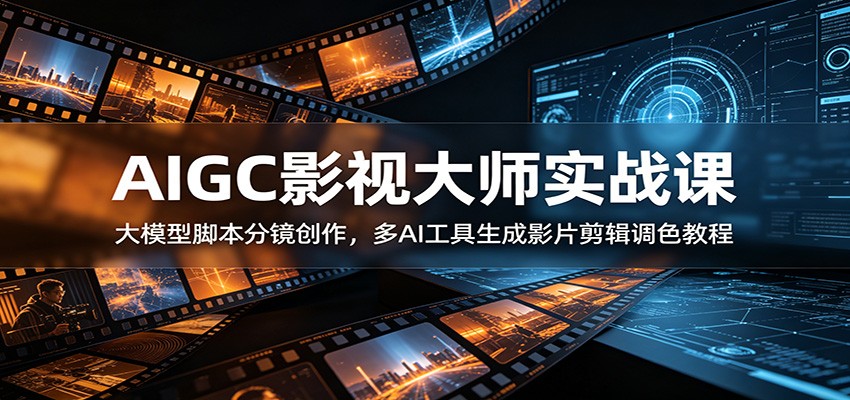 AIGC影视大师实战课:大模型脚本分镜创作,多AI工具生成影片剪辑调色教程力繁信息站-闲云创业网-老谢轻创网-中创网-福缘网-冒泡网-资源之家-魔方项目库力繁信息站