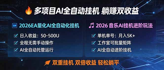 多项目AI自动挂机玩法:双重挂机,双倍收益,轻松躺平力繁信息站-闲云创业网-老谢轻创网-中创网-福缘网-冒泡网-资源之家-魔方项目库力繁信息站