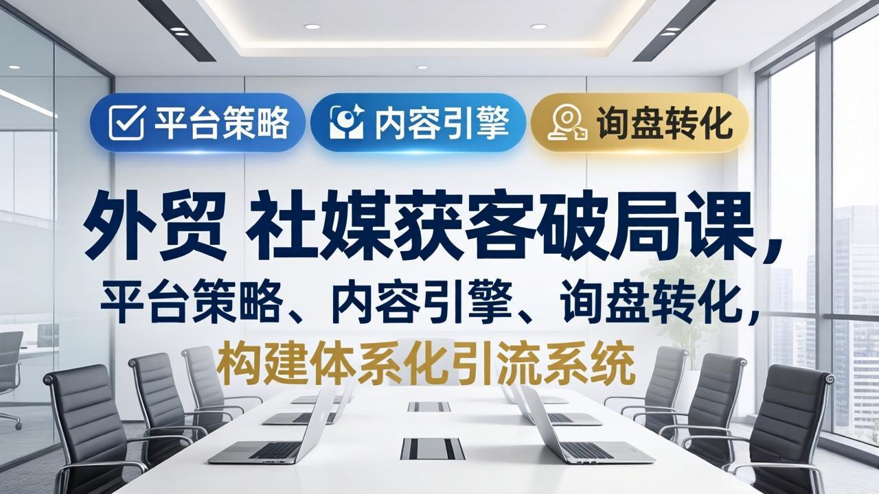 外贸 社媒获客破局课，平台策略、内容引擎、询盘转化，构建体系化引流系统(更新26年3月力繁信息站-闲云创业网-老谢轻创网-中创网-福缘网-冒泡网-资源之家-魔方项目库力繁信息站