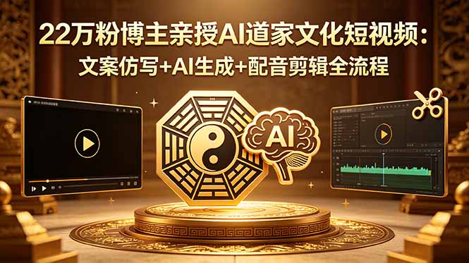 22万粉博主亲授AI道家文化短视频:文案仿写+AI生成+配音剪辑全流程力繁信息站-闲云创业网-老谢轻创网-中创网-福缘网-冒泡网-资源之家-魔方项目库力繁信息站