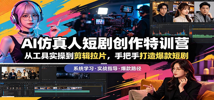 AI仿真人短剧创作特训营：从工具实操到剪辑拉片，手把手打造爆款短剧力繁信息站-闲云创业网-老谢轻创网-中创网-福缘网-冒泡网-资源之家-魔方项目库力繁信息站