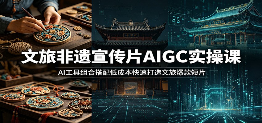 文旅非遗宣传片AIGC实操课:AI工具组合搭配低成本快速打造文旅爆款短片力繁信息站-闲云创业网-老谢轻创网-中创网-福缘网-冒泡网-资源之家-魔方项目库力繁信息站