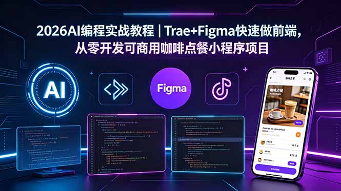 2026AI编程实战教程|Trae+Figma快速做前端,从零开发可商用咖啡点餐小程序项目力繁信息站-闲云创业网-老谢轻创网-中创网-福缘网-冒泡网-资源之家-魔方项目库力繁信息站