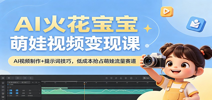 AI火花宝宝萌娃视频变现课：AI视频制作+提示词技巧，低成本抢占萌娃流量赛道力繁信息站-闲云创业网-老谢轻创网-中创网-福缘网-冒泡网-资源之家-魔方项目库力繁信息站