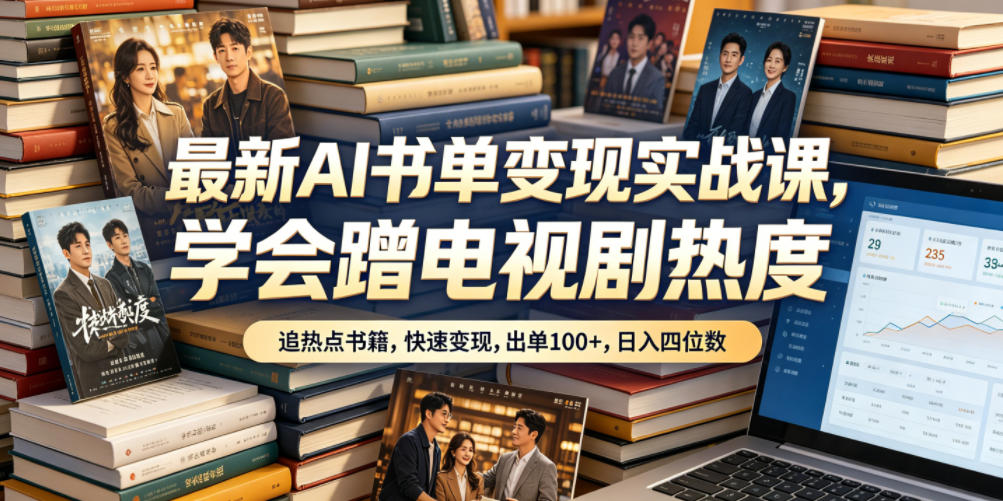 最新AI书单变现实战课,学会蹭电视剧热度,追热点书籍,快速变现,出单100+,日入四位数力繁信息站-闲云创业网-老谢轻创网-中创网-福缘网-冒泡网-资源之家-魔方项目库力繁信息站