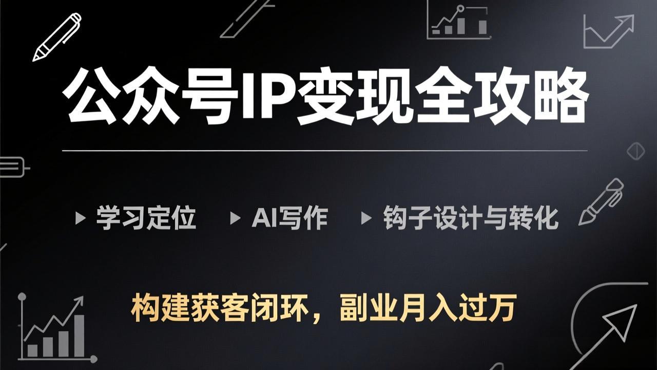 公众号IP变现全攻略-更新，学习定位、AI写作、钩子设计与转化，构建获客闭环，副业月入过万力繁信息站-闲云创业网-老谢轻创网-中创网-福缘网-冒泡网-资源之家-魔方项目库力繁信息站