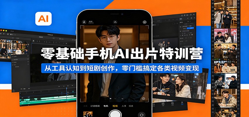 零基础手机AI出片特训营：从工具认知到短剧创作，零门槛搞定各类视频变现力繁信息站-闲云创业网-老谢轻创网-中创网-福缘网-冒泡网-资源之家-魔方项目库力繁信息站